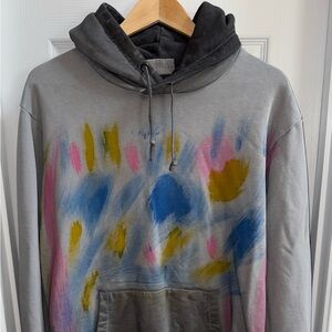 Scotch And Soda Irregular Dye Hoodie Men’s L Gray Kangaroo Pockets Streetwear
